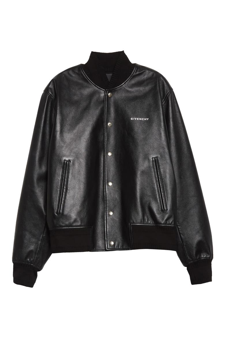 Disney x Givenchy '101 Dalmatians' Leather Bomber Jacket, Alternate, color, BLACK