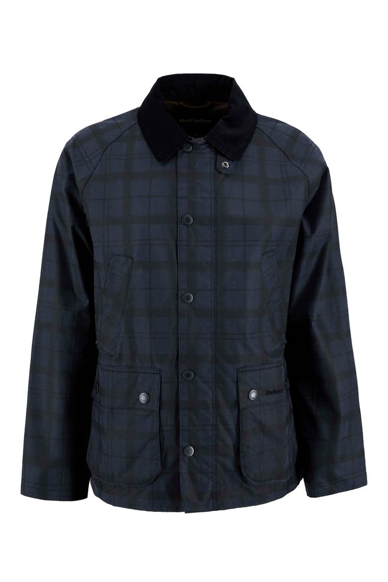 Ambleside Plaid Water Resistant Waxed Cotton Shirt Jacket, Alternate, color, NAVY TARTAN
