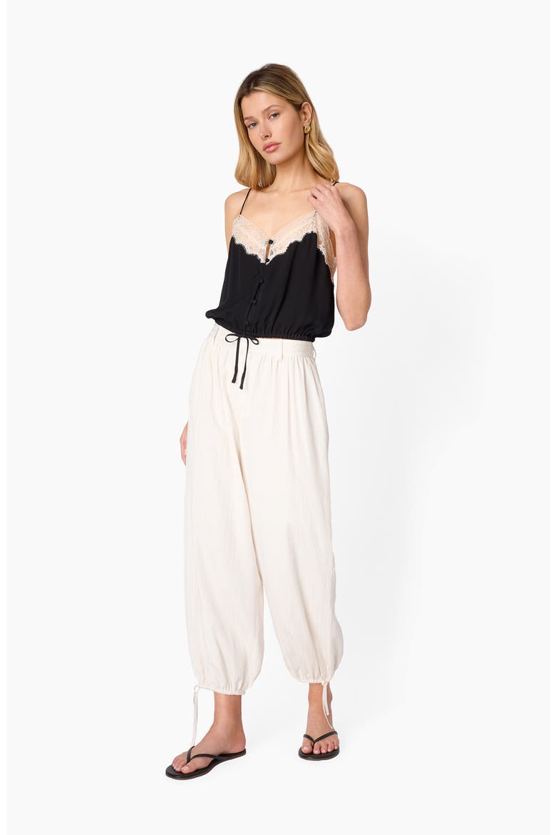 Libi Lace Trim Silk Camisole, Alternate, color, BLACK