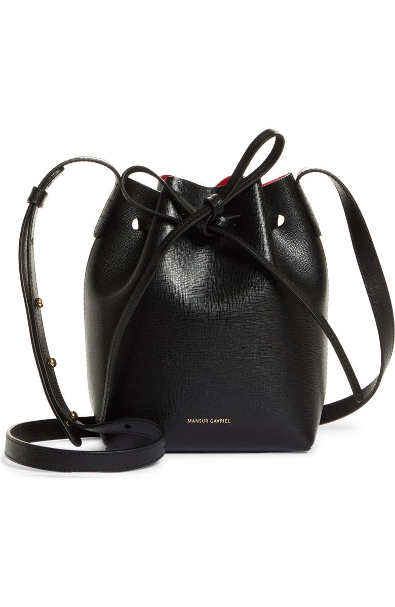 Mansur Gavriel Mini Leather Bucket Bag, Main, color,