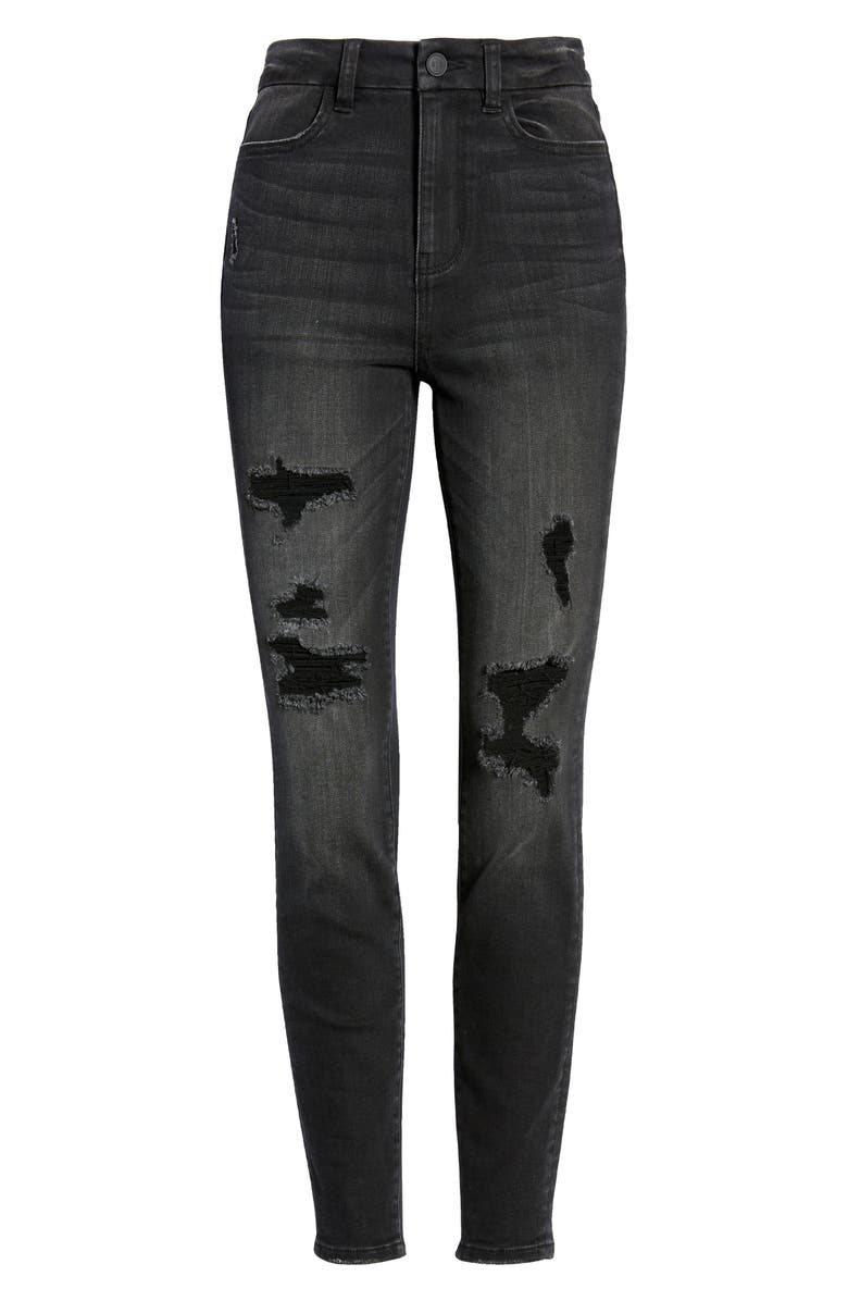 BP. Ripped High Waist Curvy Skinny Jeans, Alternate, color, 