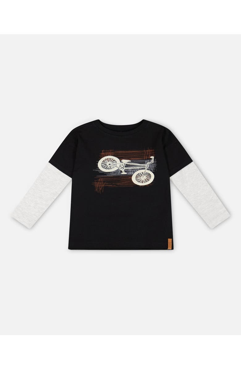 Deux par Deux Boy's Layered Long Sleeve T-Shirt Black, Main, color,