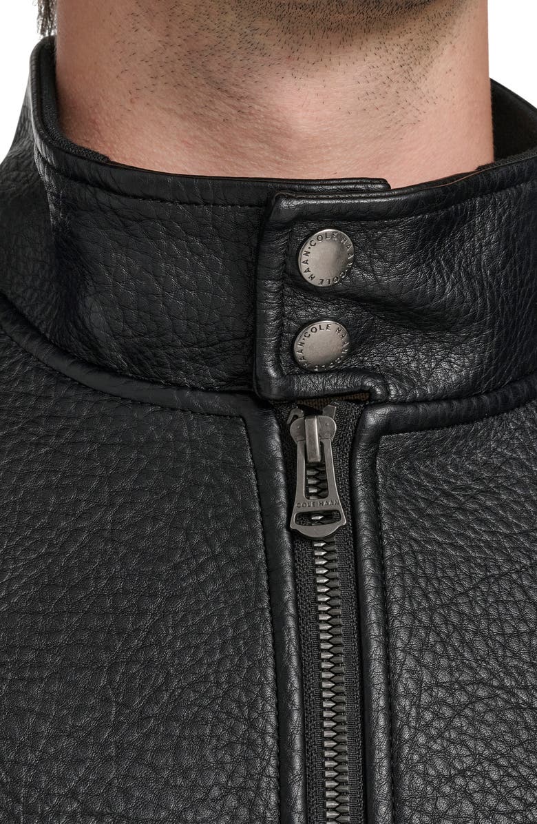 Cole Haan Signature Faux Leather Bomber Jacket, Alternate, color, Black