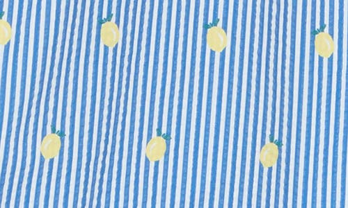 Rainforest Sunny Lemon Stripe Seersucker Swim Trunks