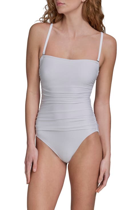 Shirred Bandeau One-Piece Swimsuit