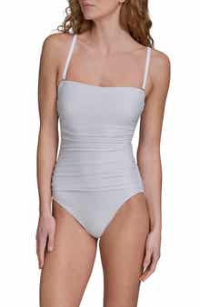 Shirred Bandeau One-Piece Swimsuit