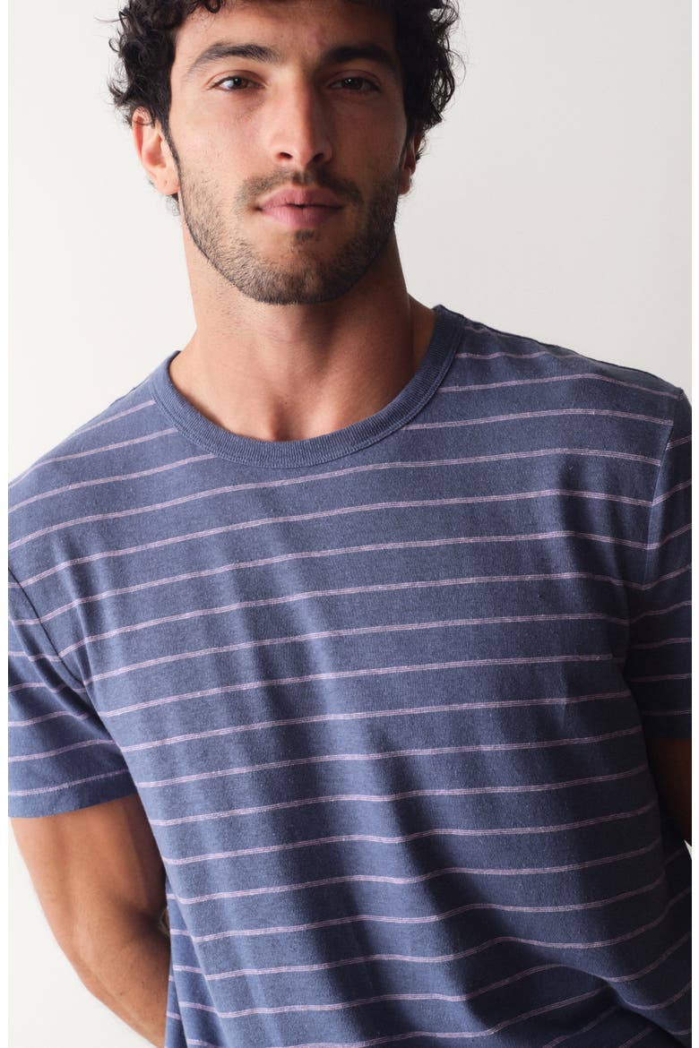 Relaxed Striped Cotton & Hemp T-Shirt, Alternate, color, NAVY/ LAVENDER STRIPE