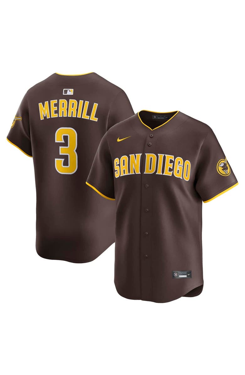 Nike Men's Nike Jackson Merrill Brown San Diego Padres Road Limited Jersey, Alternate, color, 