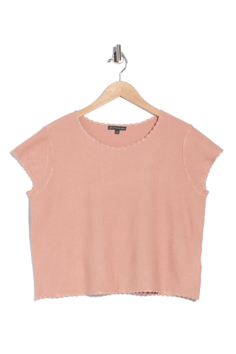 Boat Neck Cap Sleeve Seed Stitch Sweater, Alternate, color, PEACH ROSE