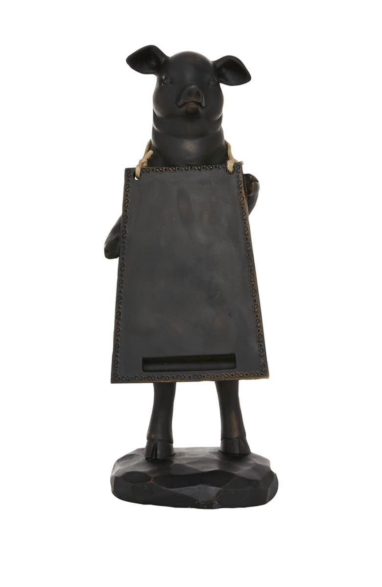SONOMA SAGE HOME Black Resin Pig Decorative Sign with Chalkboard, Main, color, 