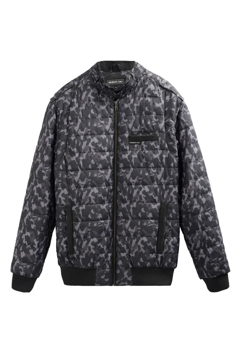 SoHo Quilted Jacket, Alternate, color, Black camo