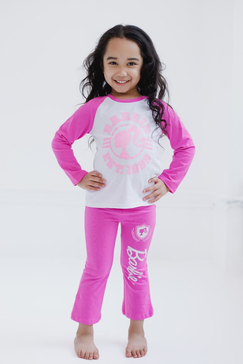 2-Piece Long Sleeve Tee and Flare Pants Set, Alternate, color, White and Pink