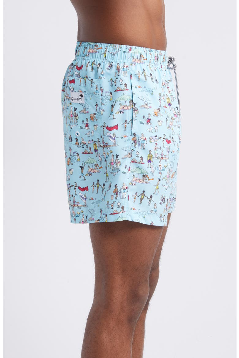 Beach Folk Mid Length Swim Trunks, Alternate, color, BLUE