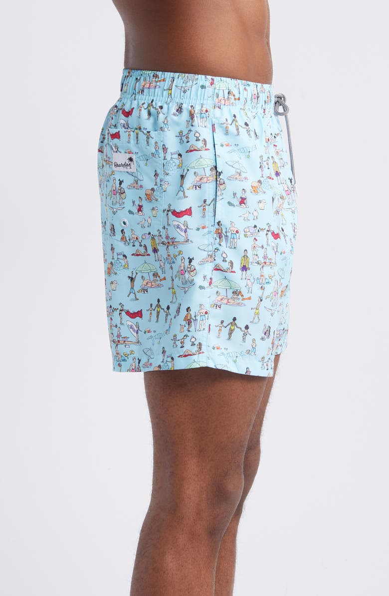 Boardies Beach Folk Mid Length Swim Trunks, Alternate, color, Blue