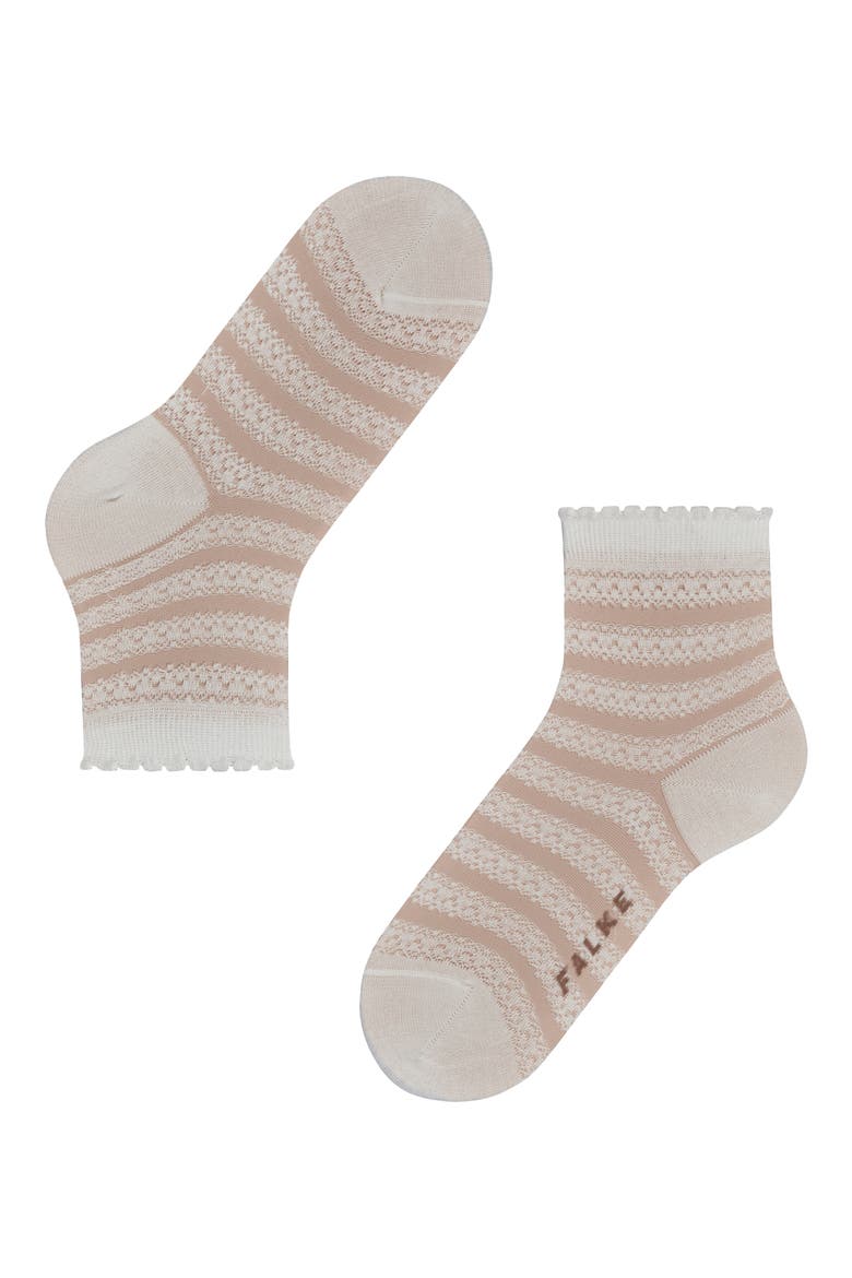Stripe Border Lace Ankle Socks, Alternate, color, OFF-WHITE