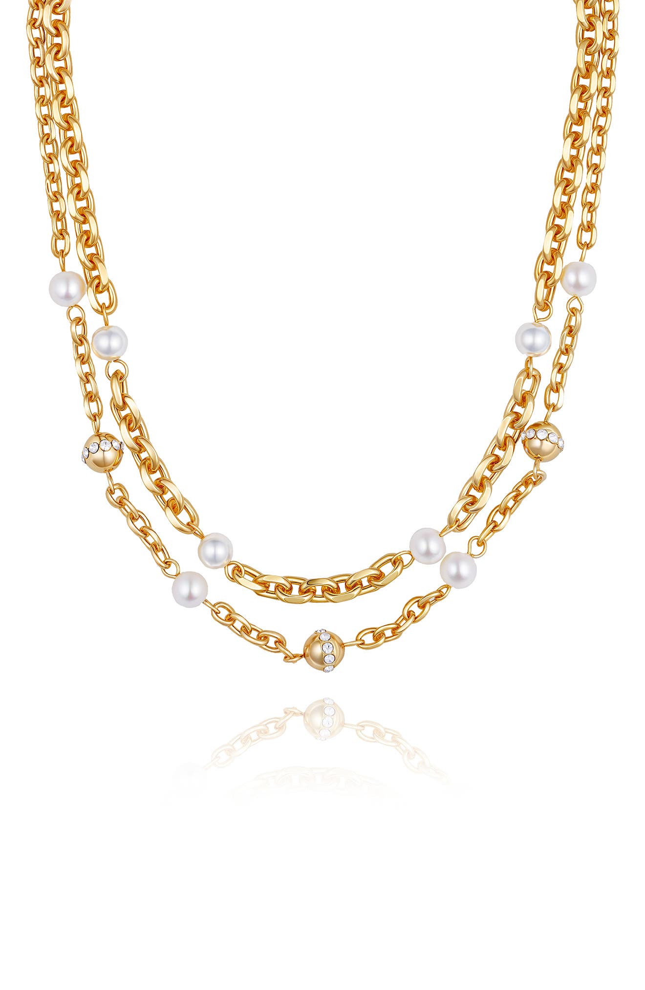 Vince Camuto Faux Pearl & Crystal Station Layered Necklace