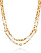 Vince Camuto Faux Pearl & Crystal Station Layered Necklace