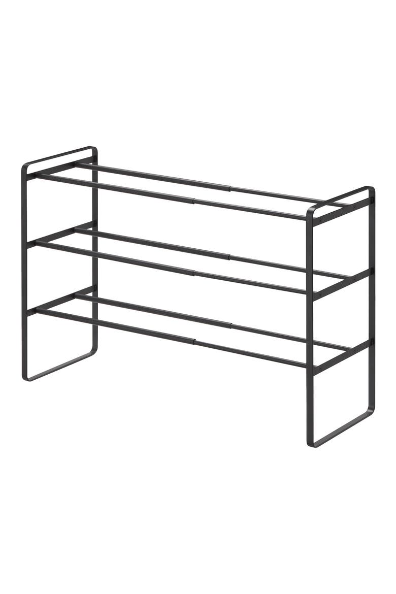 3-Tier Expandable Shoe Rack, Alternate, color, BLACK