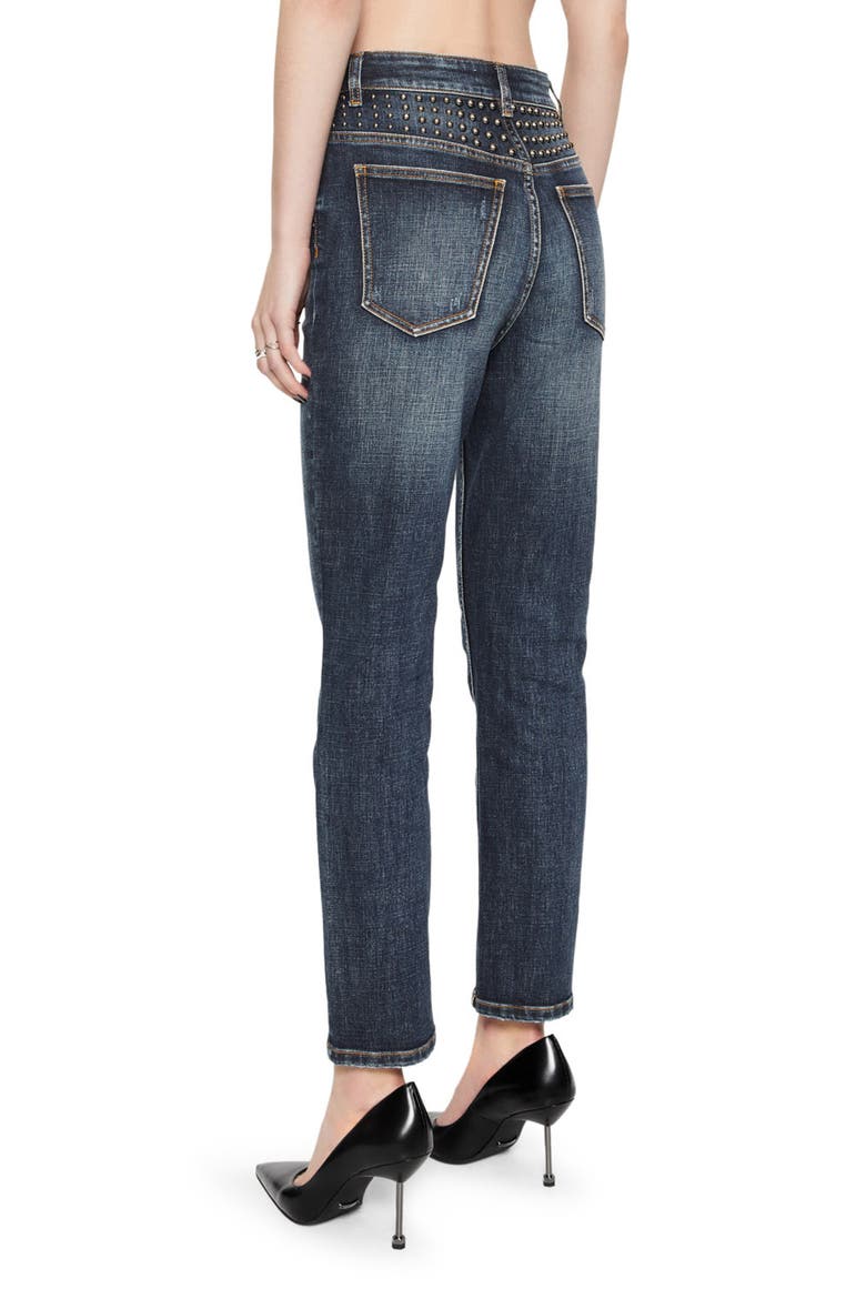 Ozzy Stud Detail High Waist Ankle Jeans, Alternate, color, SKYLINE WASH