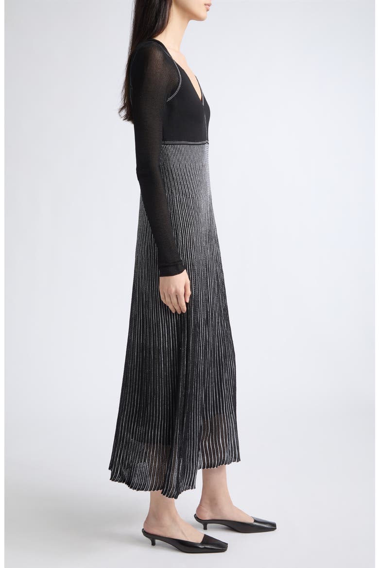 Metallic Stripe Long Sleeve Rib Sweater Dress, Alternate, color, BLACK METALLIC