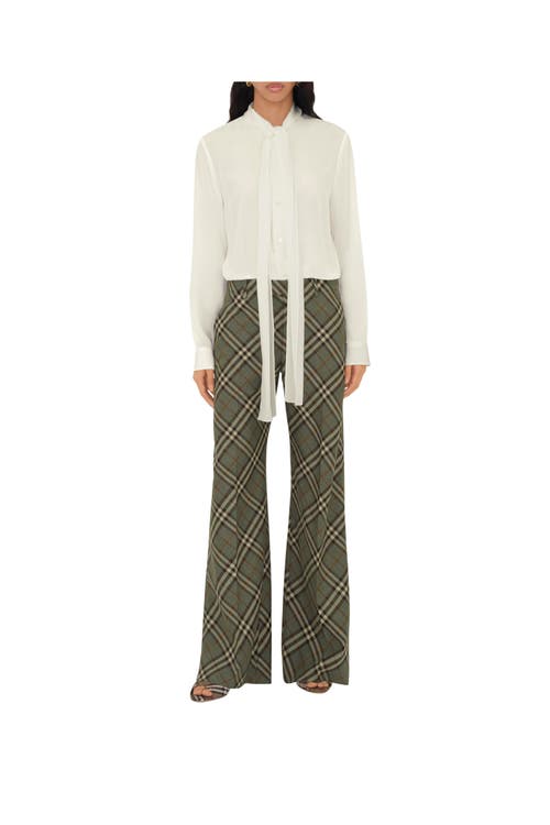 Burberry Straight Leg Check Wool Trousers In Crater