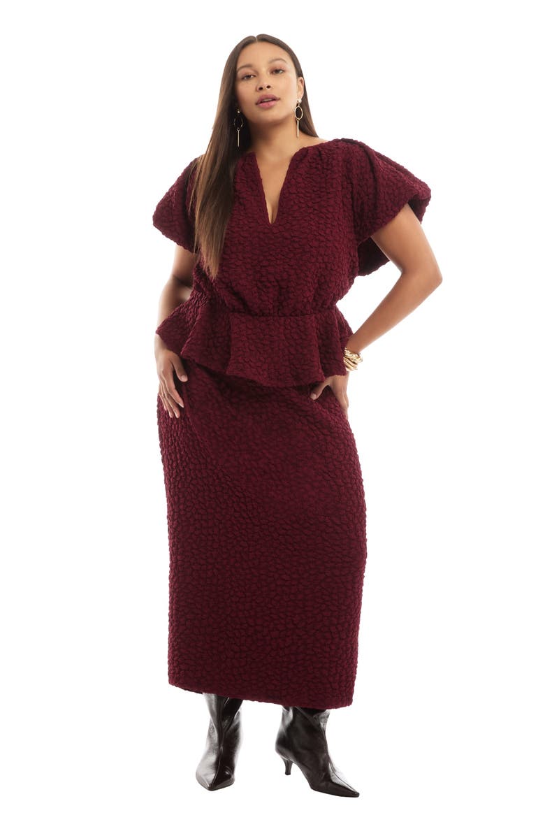 June + Vie Textured Knit Peplum Top, Main, color, Pickled Beet