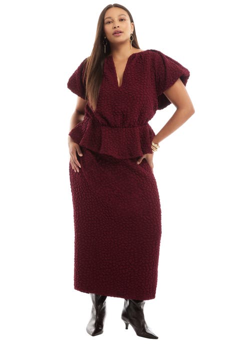 Textured Knit Peplum Top (Plus Available)