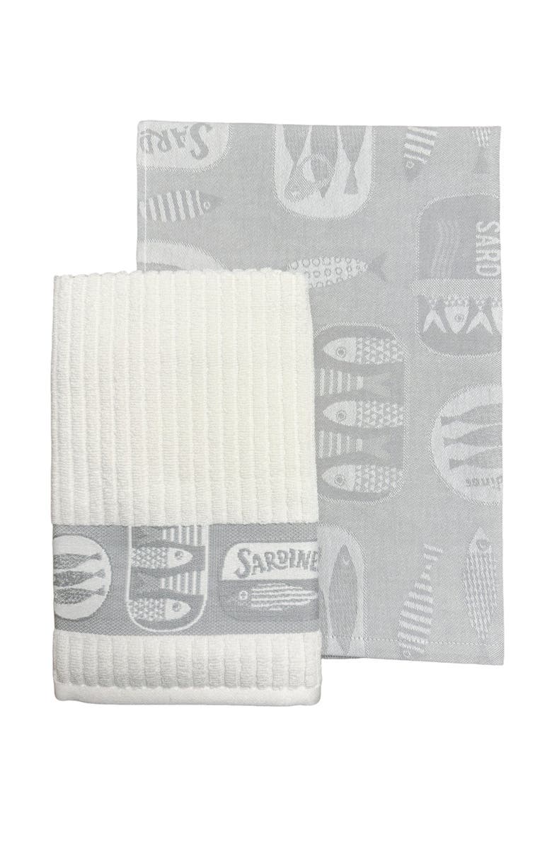 Anaya Simply Sardines Kitchen Towels - Set of 2, Main, color, 