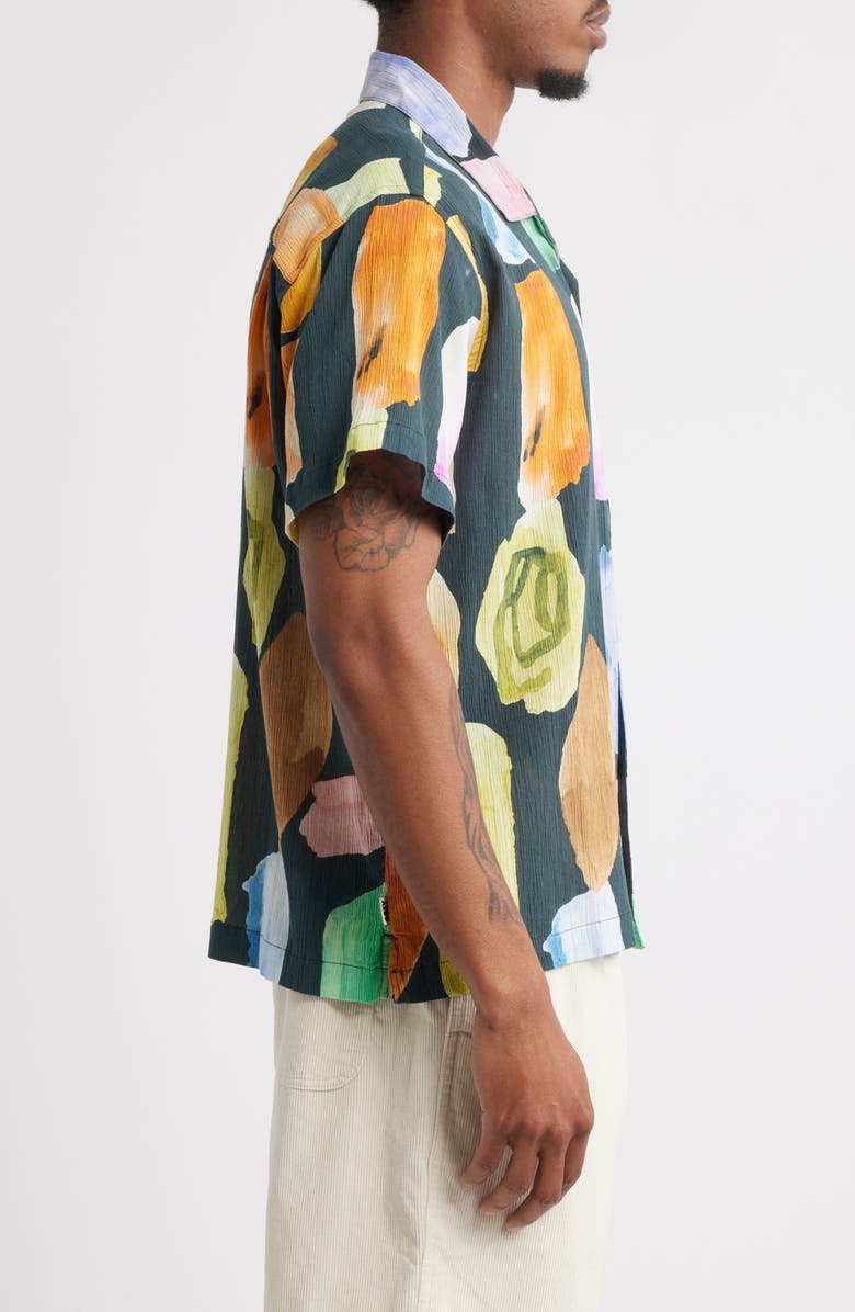 Obey Jems Abstract Print Cotton Seersucker Camp Shirt, Alternate, color,