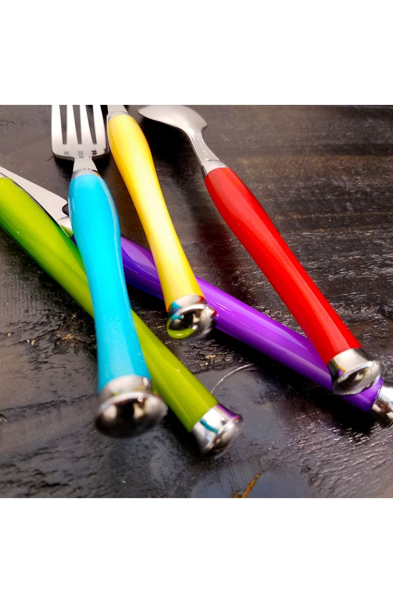 Gibson Home Santoro 20-Piece Stainless Steel Flatware Set with Hanging Rack, Alternate, color, Blue