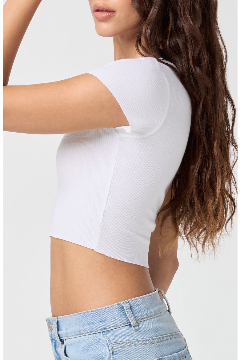 Softie Rib Short Sleeve Crop Top, Alternate, color, BRIGHT WHITE