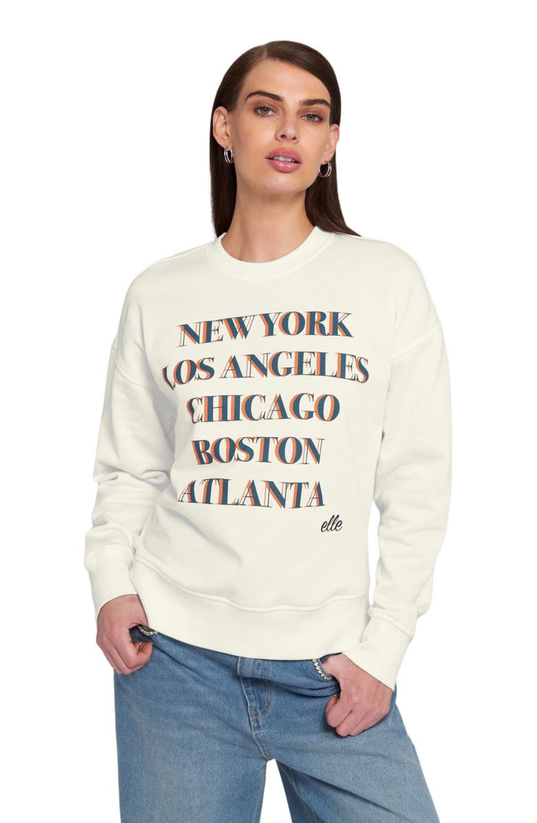 ELLE Collection Graphic Sweatshirt, Alternate, color, Cream/Burgundy
