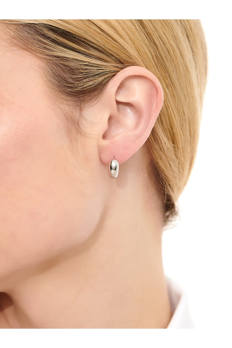 Teardrop Hoop Earrings in Rhodium Plated Sterling Silver, Alternate, color, Silver