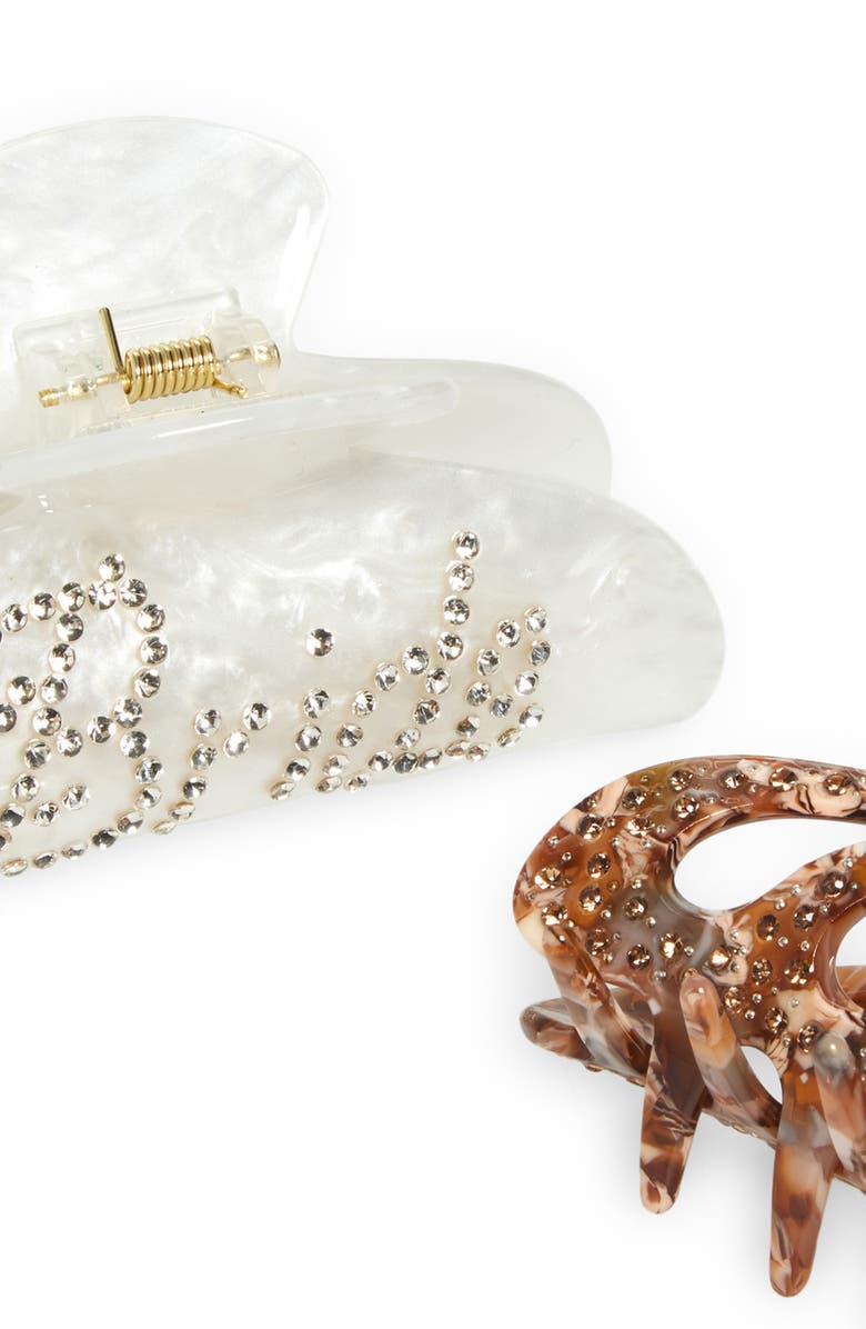Tasha Bridal 2-Pack Assorted Crystal Jaw Hair Clips, Alternate, color, Ivory