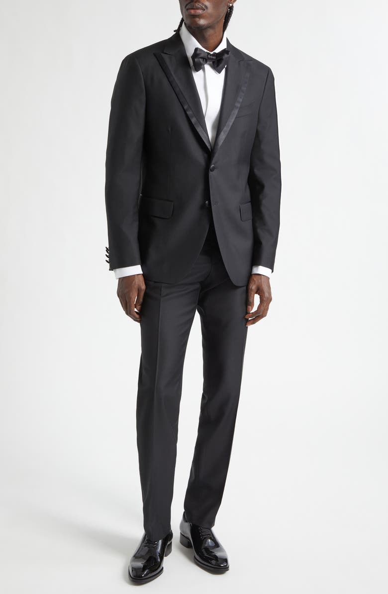 Boglioli Stretch Wool Tuxedo, Alternate, color, Black