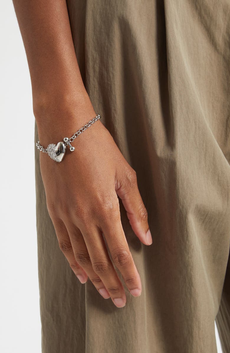 Justine Clenquet Siam Heart Charm Bracelet, Alternate, color, Palladium