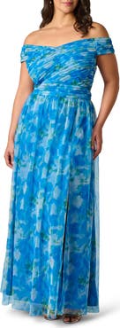 Adrianna Papell Sweetpea Off the Shoulder Tulle Gown