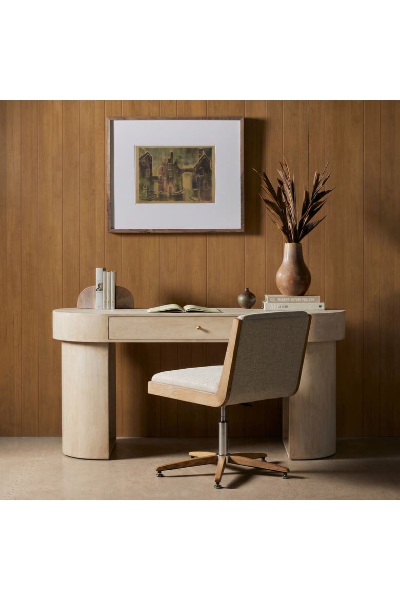 Oval Desk with Drawer, Alternate, color, White