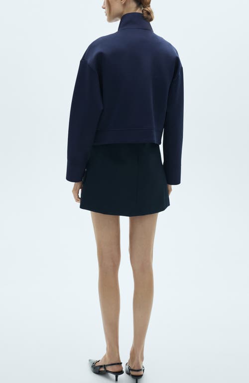 Mango Crop Bomber Jacket In Dark Navy