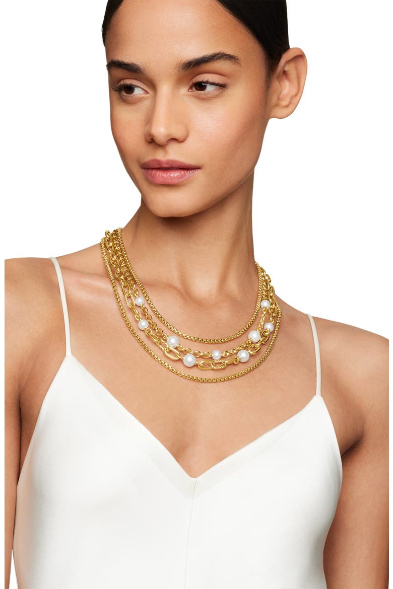 DY Madison® Pearl Multi Row Chain Necklace in 18K Yellow Gold with Pearls, Alternate, color, 18K YELLOW GOLD