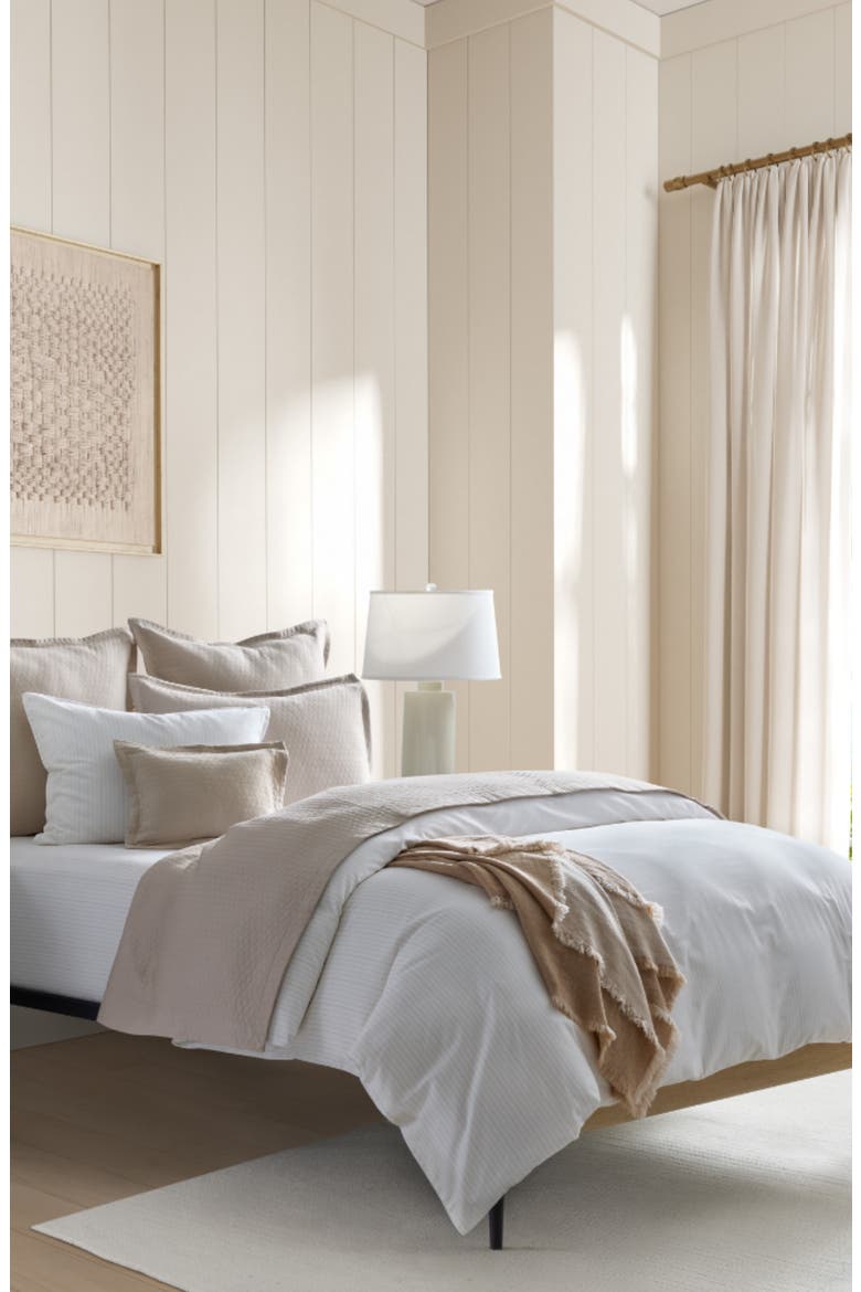 Golden Stripe Duvet Cover, Sheet & Shams Set, Alternate, color, WHITE/ GOLD