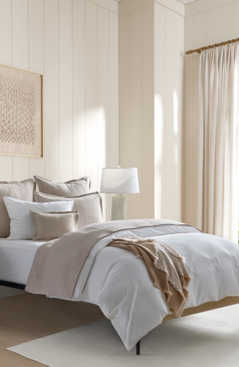 Domani Home Golden Stripe Duvet Cover, Sheet & Shams Set, Alternate, color, White/ Gold