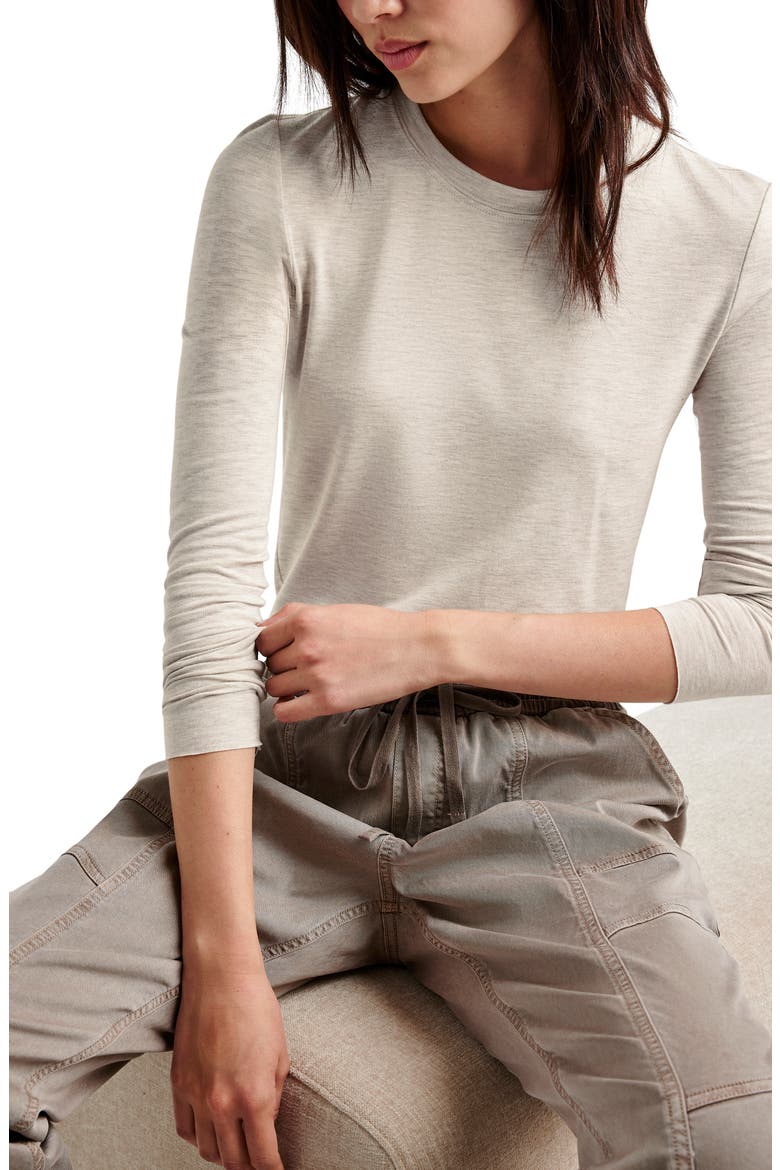 Long Sleeve Crewneck T-Shirt, Alternate, color, PALE OAK HTHR