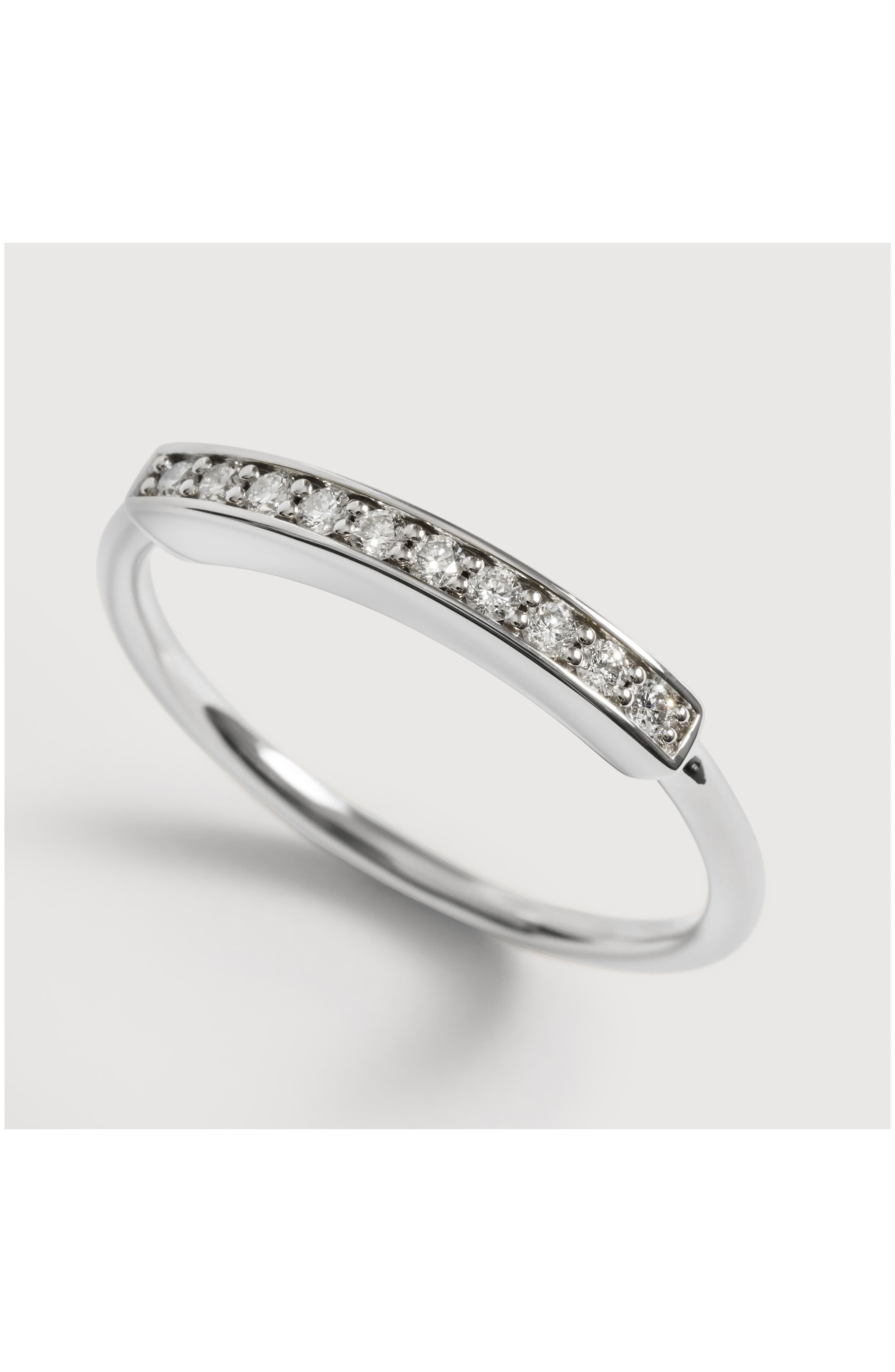 Monica Vinader Linear Sterling Silver Lab Grown Diamond Pavé Band Ring ...