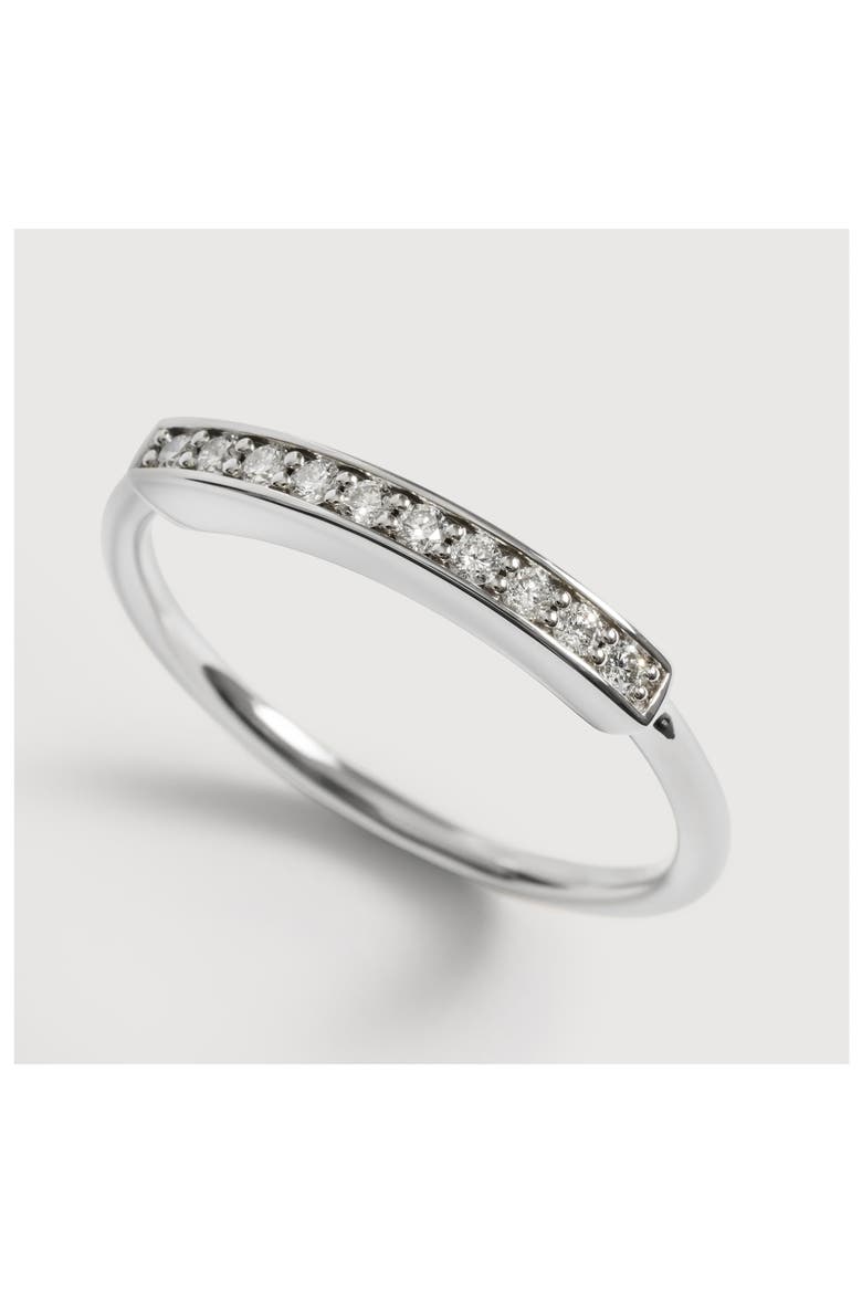 Linear Sterling Silver Lab Grown Diamond Pavé Band Ring, Alternate, color, STERLING SILVER / LAB DIAMOND