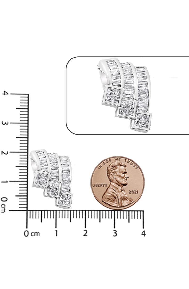 Haus of Brilliance 14K White Gold 1 1/2 Cttw Invisible Set Princess and Channel Set Baguette-cut Diamond Triple Curve Pendant Necklace (G-H Color, SI1-SI2 Clarity) - NO CHAIN INCLUDED, Alternate, color, White