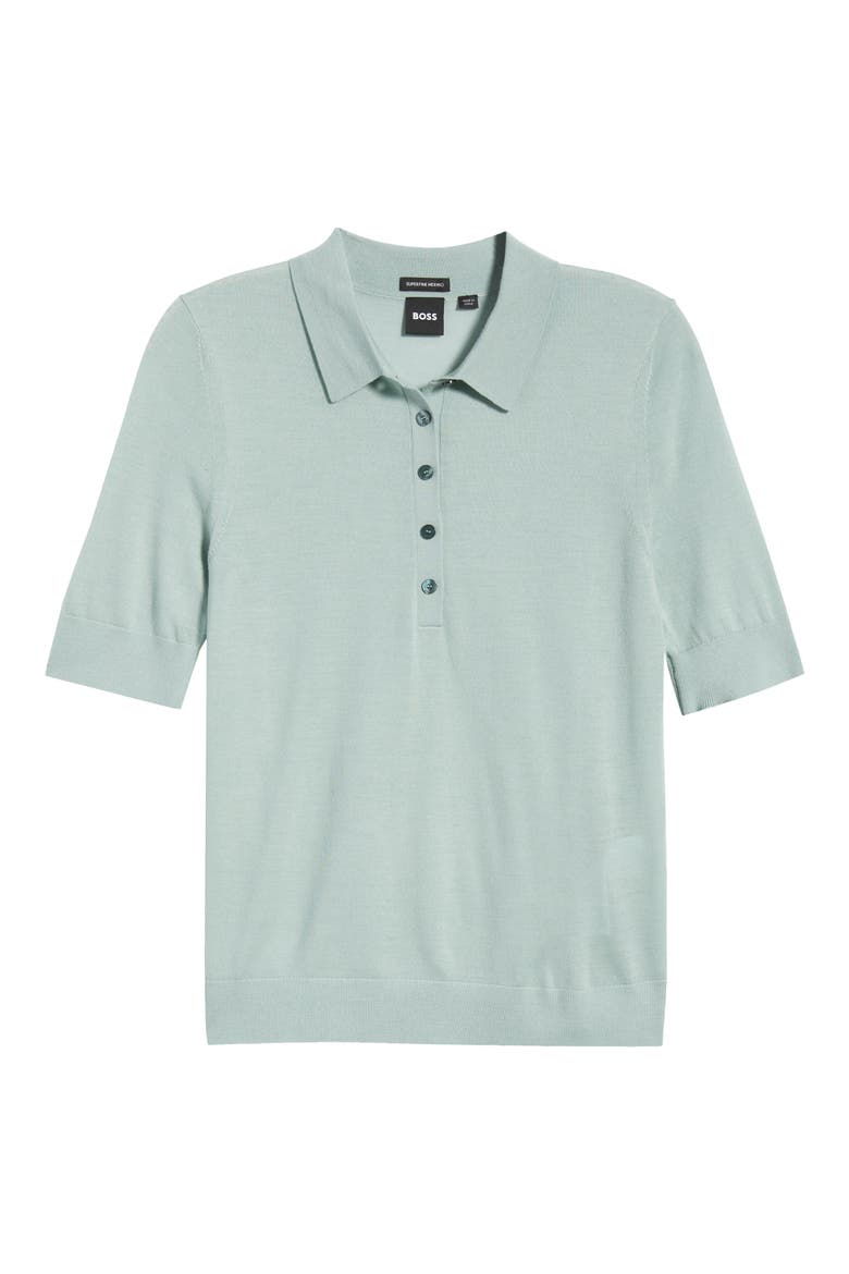 Fidenka Merino Wool Polo, Alternate, color, LIGHT JADE