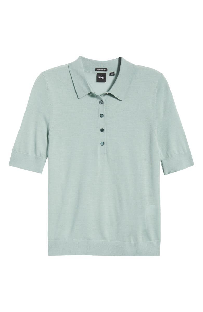 BOSS Fidenka Merino Wool Polo, Alternate, color, Light Jade