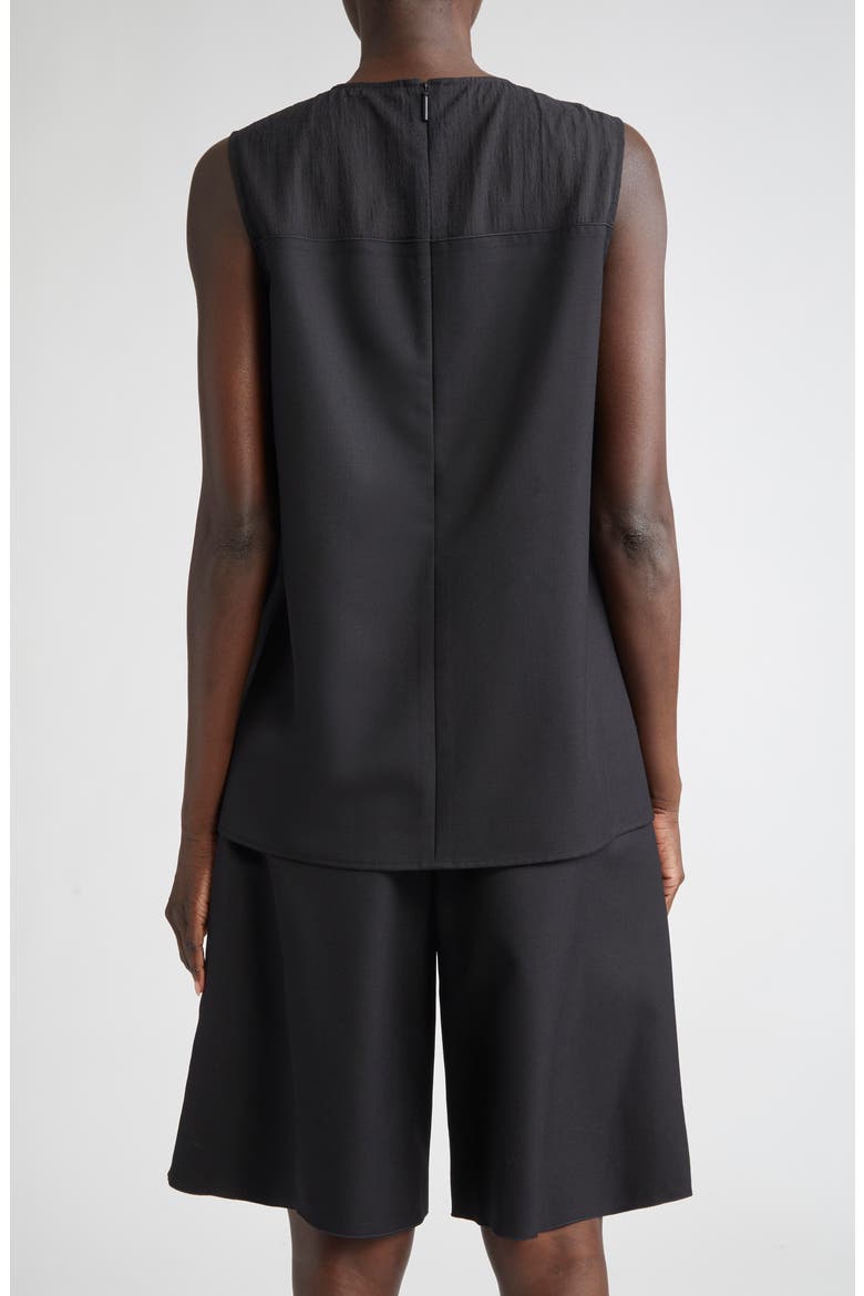 Asymmetric Drape Mixed Media Top, Alternate, color, BLACK