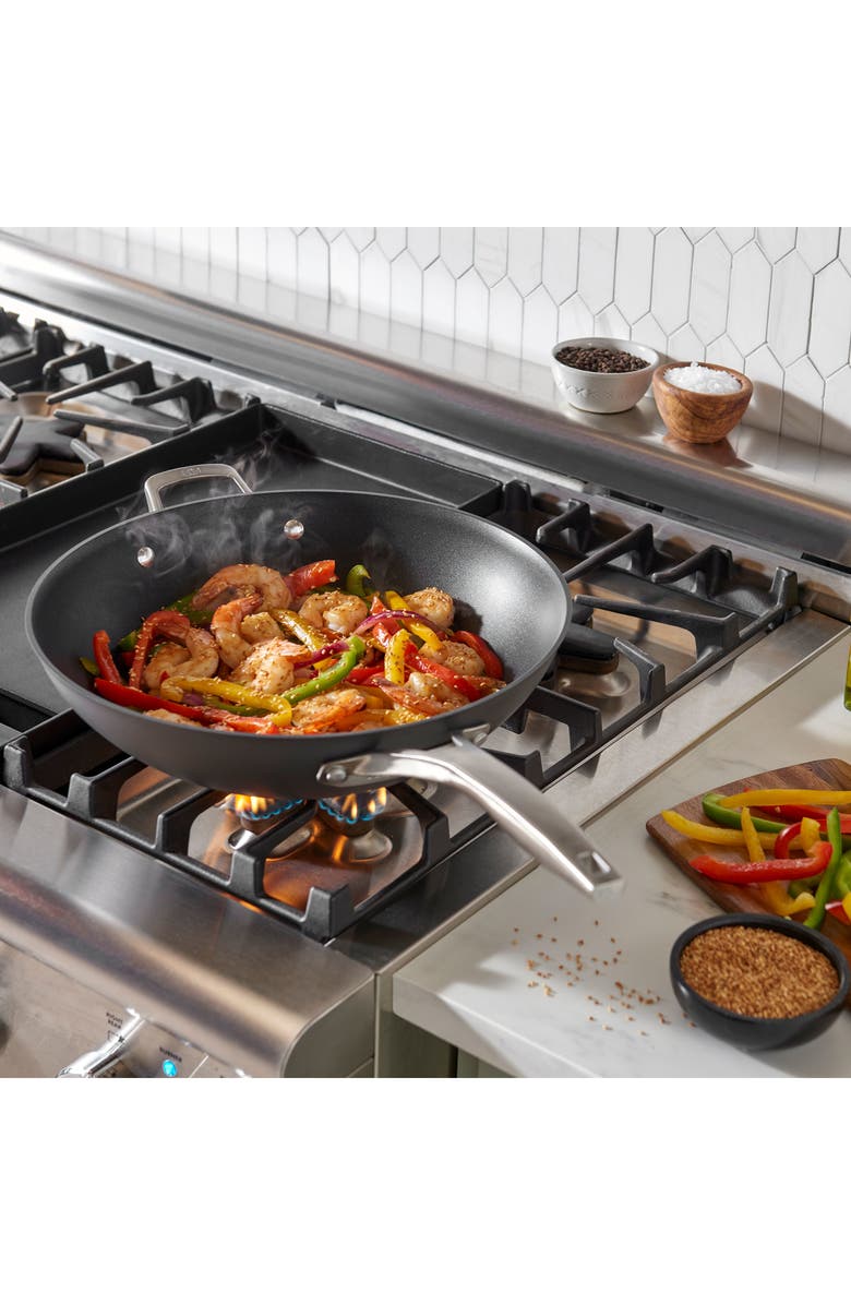 CALPHALON Premier Hard Anodized Nonstick 13-Inch Flat Wok, Alternate, color, Black